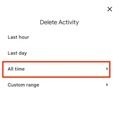 Delete Google My Activity History