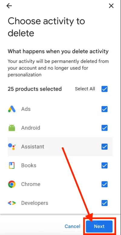 Delete Google My Activity History